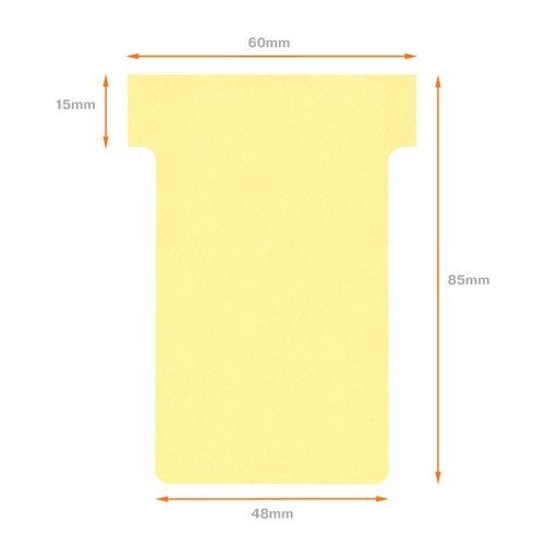Nobo T-Card Size 2 48 x 85mm Yellow (Pack of 100)