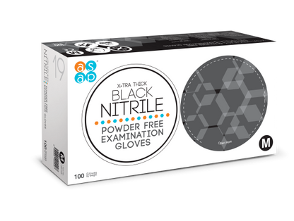 ASAP X-Tra Thick Black Nitrile Powder Free Examination Gloves, 100’s