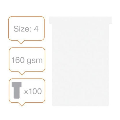 Nobo T-Card Size 4 112 x 180mm White (Pack of 100)