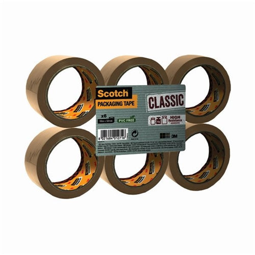 Scotch Buff Packaging Tape Polypropylene 50mmx66m (Pack of 6)